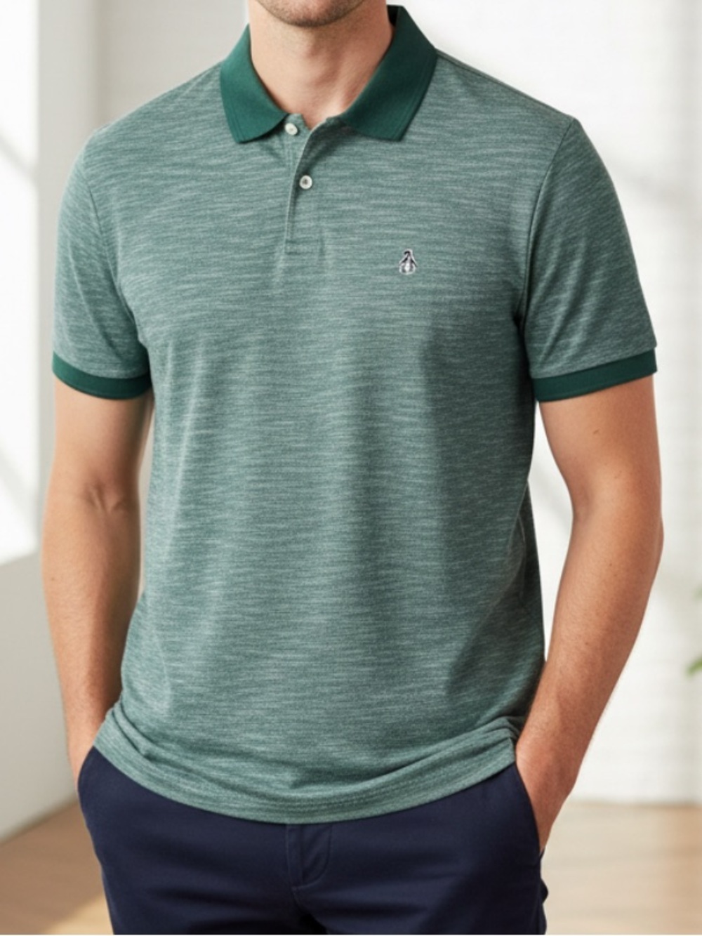 Original Penguin Heathered Green Polo Shirt